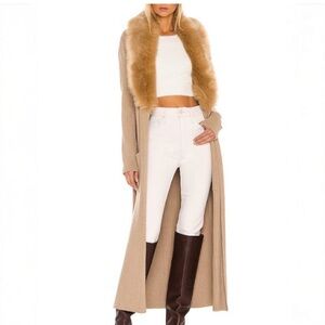Show Me Your MuMu Tan Long Sweater with Faux Fur Collar